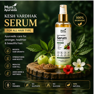 Muni Ayurveda Kesh Vardhak Hair Serum | Ayurvedic Hair Growth Serum for Hair Fall Control, Root Strengthening, Shine & Softness | With Bhringraj, Amla, Methi Dana & Hibiscus | 100ml