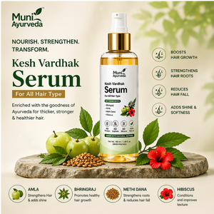 Muni Ayurveda Kesh Vardhak Hair Serum | Ayurvedic Hair Growth Serum for Hair Fall Control, Root Strengthening, Shine & Softness | With Bhringraj, Amla, Methi Dana & Hibiscus | 100ml